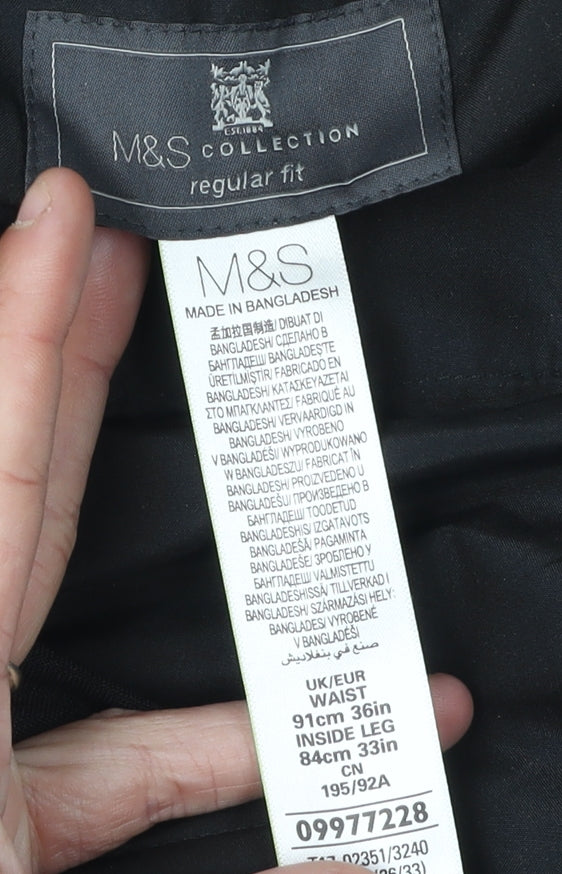 Marks and Spencer Men's Black Regular Trousers L