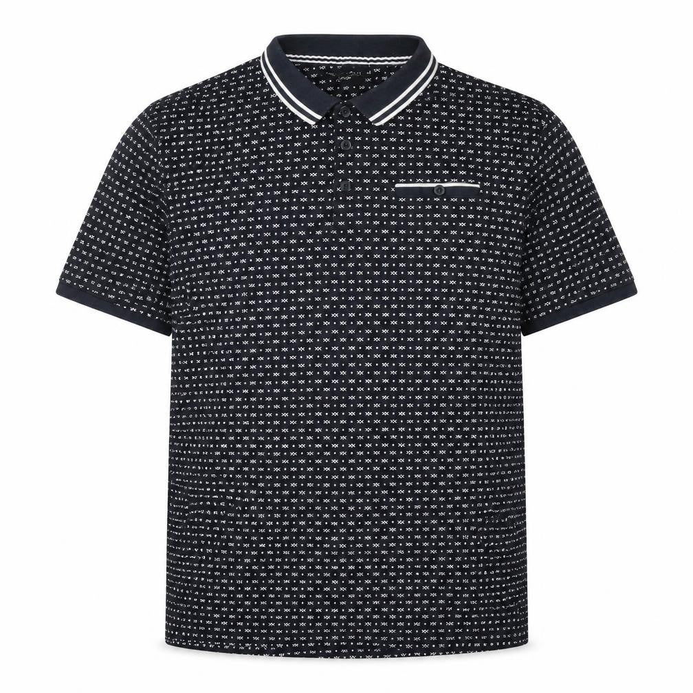 Brave Soul Men's XL Black Geometric Polo Shirt