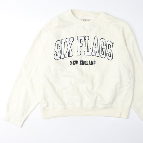 Six Flags XL White Sweatshirt Unisex Adults