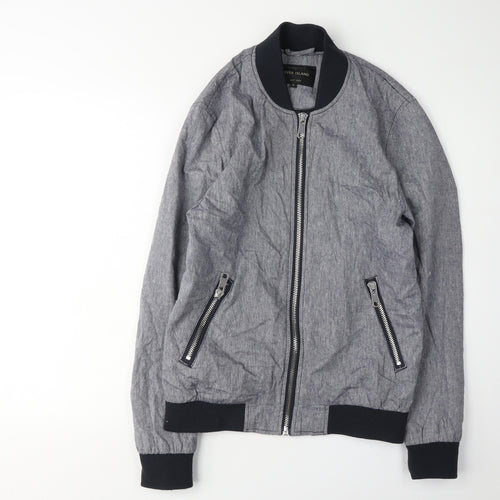 River Island Men's Grey Bomber Jacket, Size S, Casual Style