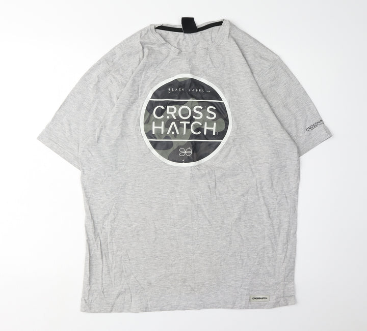 Crosshatch Men's Grey 2XL Camouflage T-Shirt