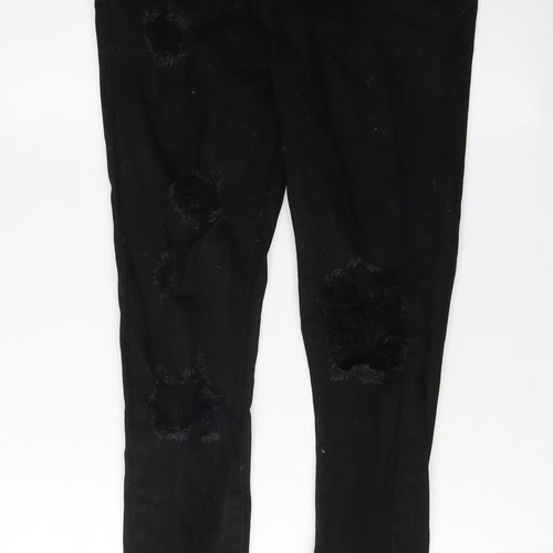boohooMAN Black Skinny Fit Distressed Jeans 32R