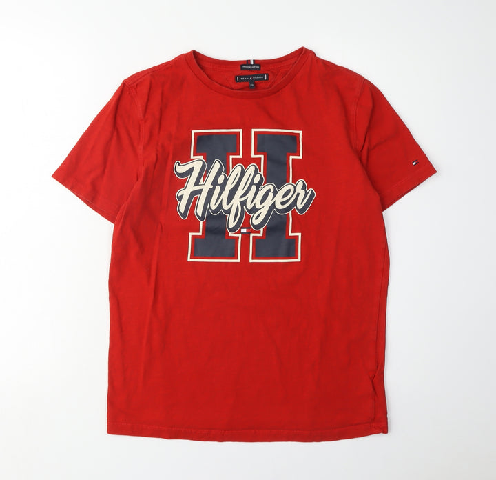 Tommy Hilfiger Boys Red Graphic T-Shirt - Size 16 Years