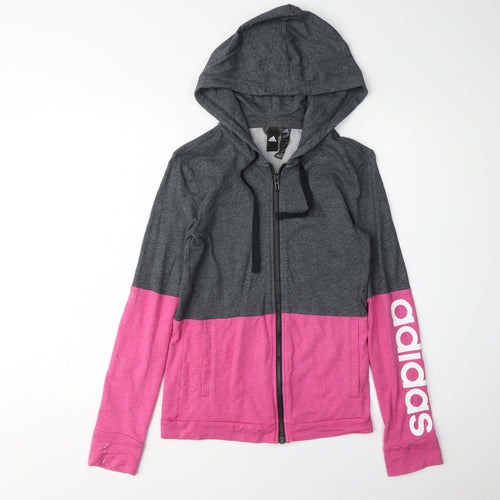 Adidas Women's Pink/Gray Full Zip Hoodie XS