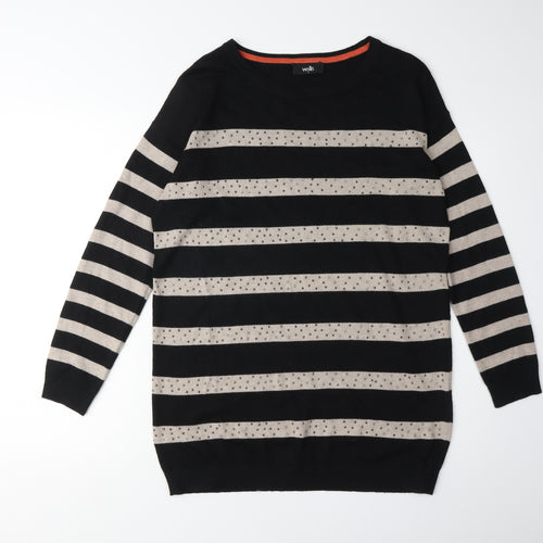 Wallis Women's Black Striped Pullover Jumper, Size S