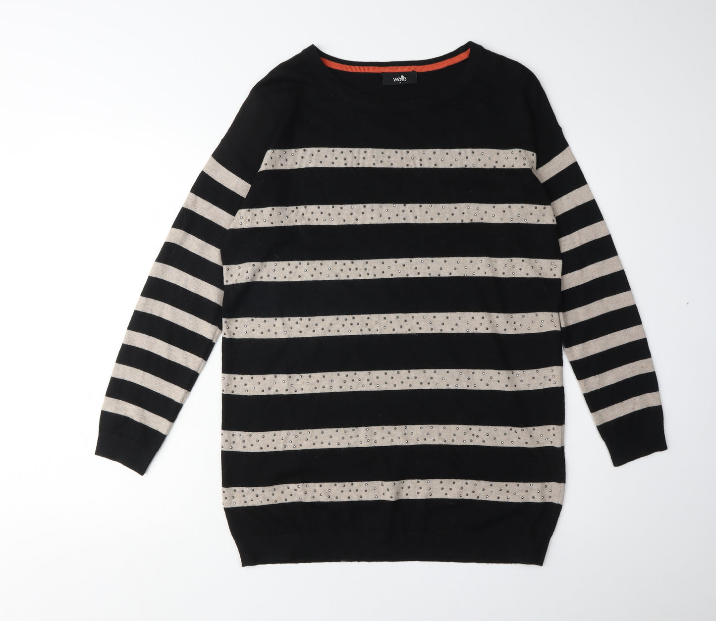 Wallis Women's Black Striped Pullover Jumper, Size S