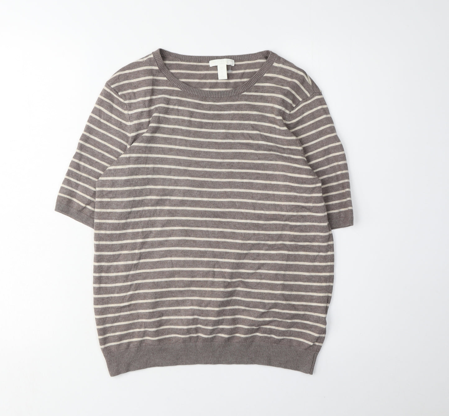 H&M Women's Brown Striped Pullover Jumper