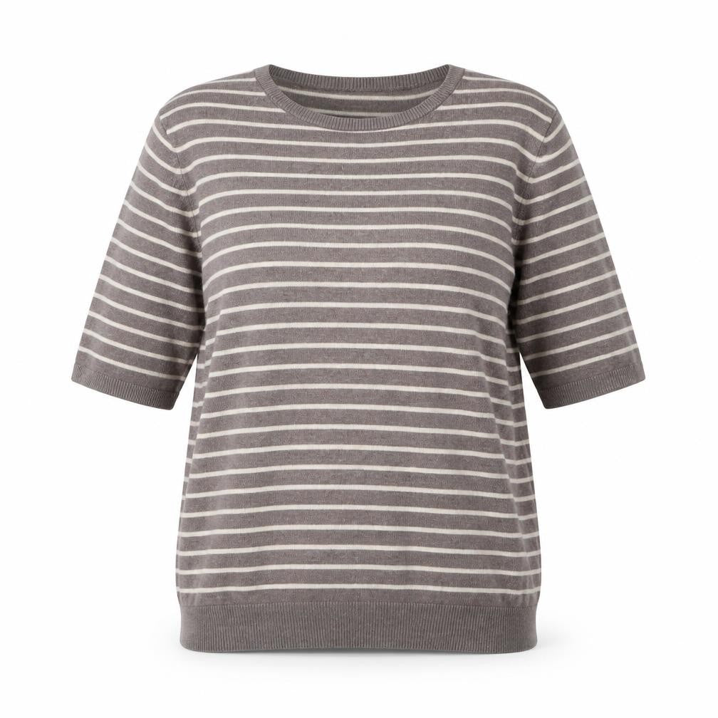 Front view of H&M Women's Brown Striped jumper