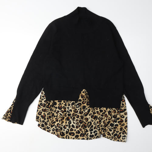 QED London Women's Black Animal Print Pullover Jumper M