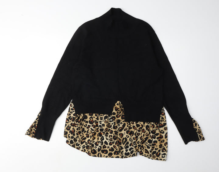 QED London Women's Black Animal Print Pullover Jumper M