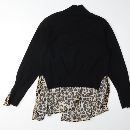 QED London Women's Black Animal Print Pullover Jumper M