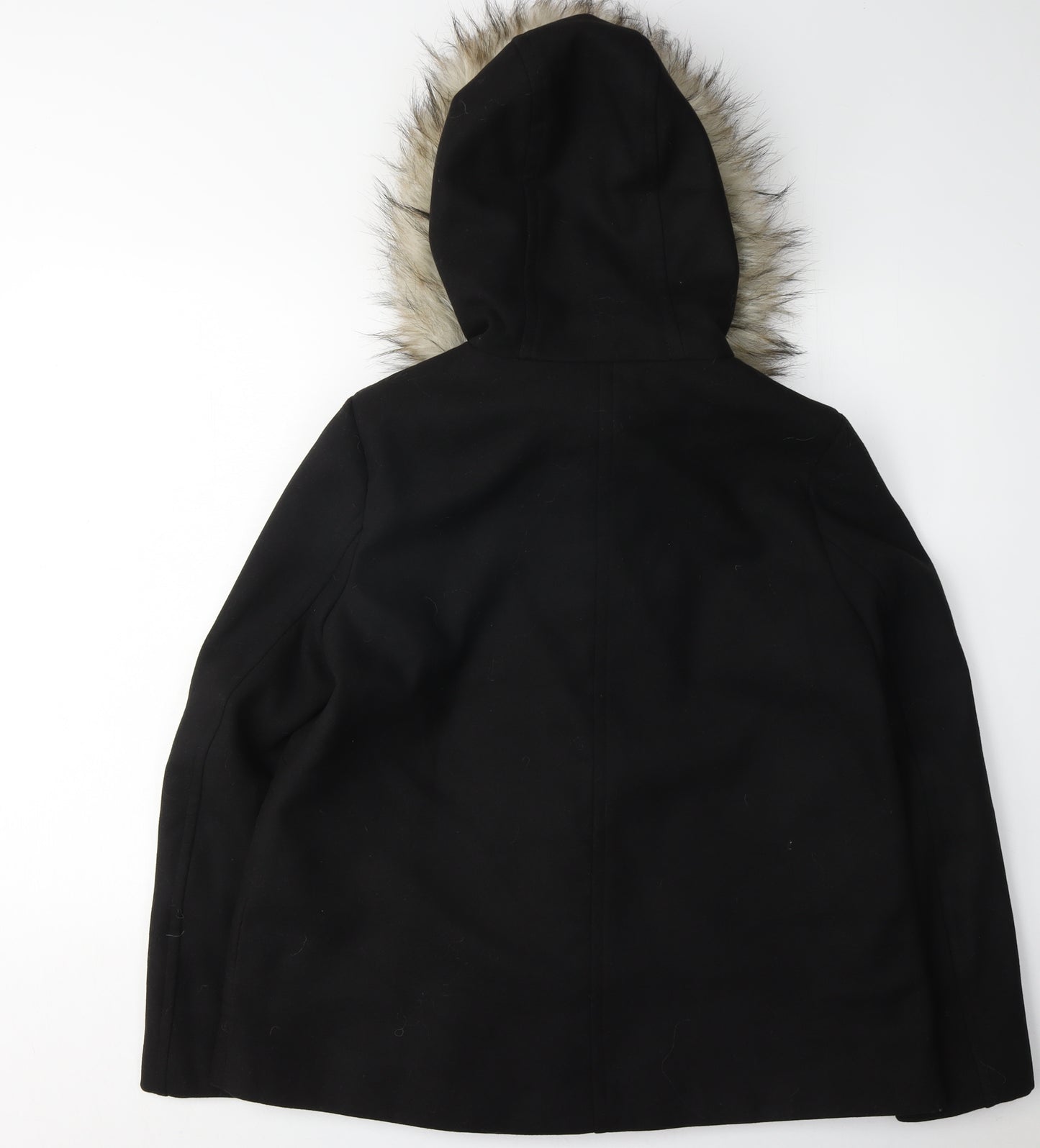 Zara Women's Black Hooded Parka Coat, M, Toggle Closure