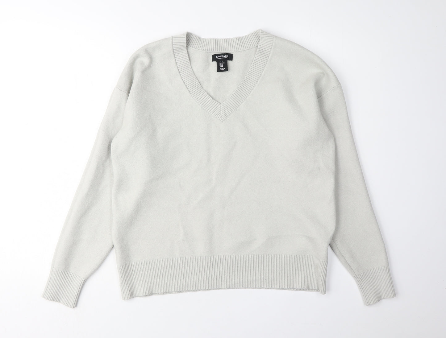 Jones New York Women’s Ivory V-Neck Pullover Jumper M