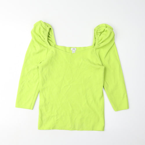 River Island Women's Green Puff Sleeve Top