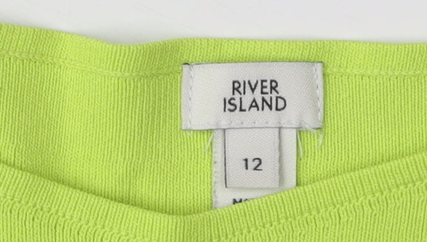 River Island Women's Green Puff Sleeve Top