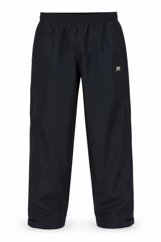 Front view of Stanno Men's Black Track Pants, size L, Elastic Waist