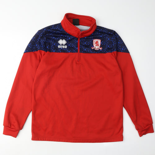 Errea Men’s Red Sports Sweatshirt XS, Logo, High Neck