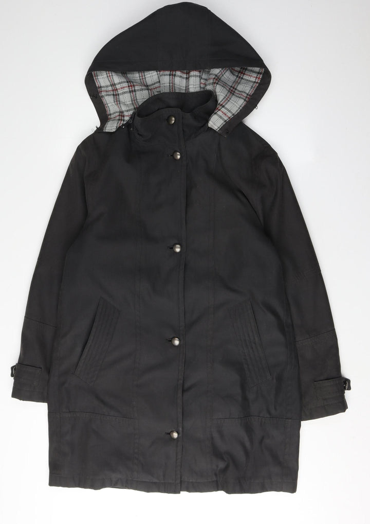 BHS Women's Black Parka Coat Size 10 with Hood