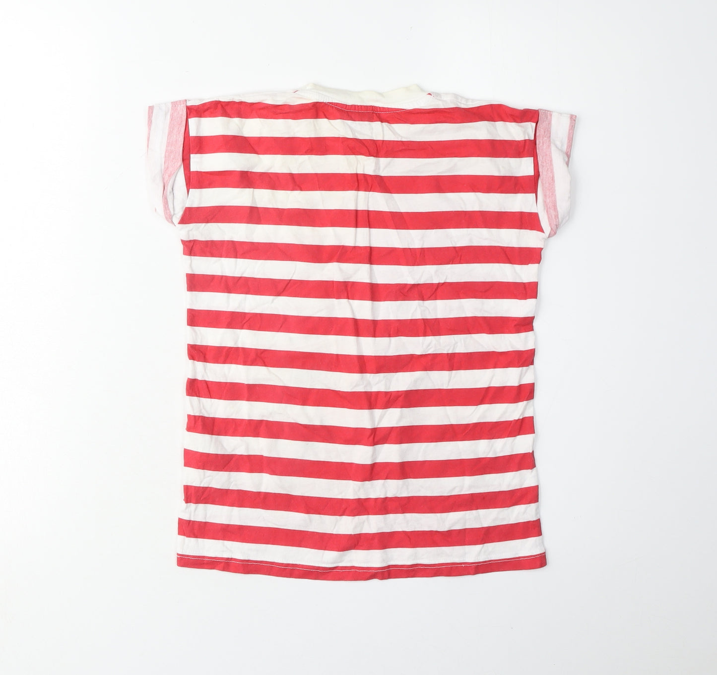 Disney Girls Red Striped Mickey Mouse Christmas T-Shirt, 9-10 Years