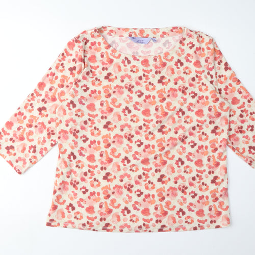 Honor Millburn Women's Beige Floral 3/4 Sleeve Top M 14-16