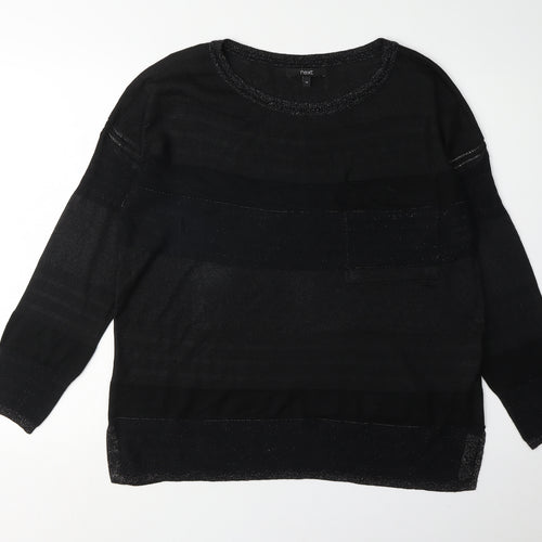 Next Women's Black Striped Round Neck Jumper Size 14