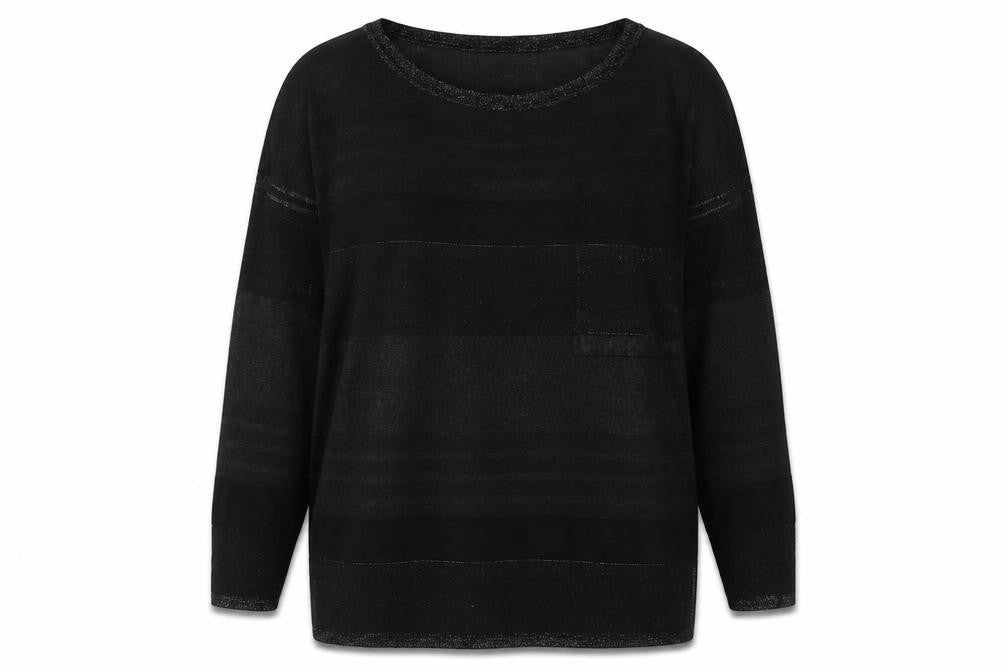 Front view of Next Women's Black Striped Round Neck Jumper, size 14