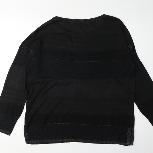 Next Women's Black Striped Round Neck Jumper Size 14