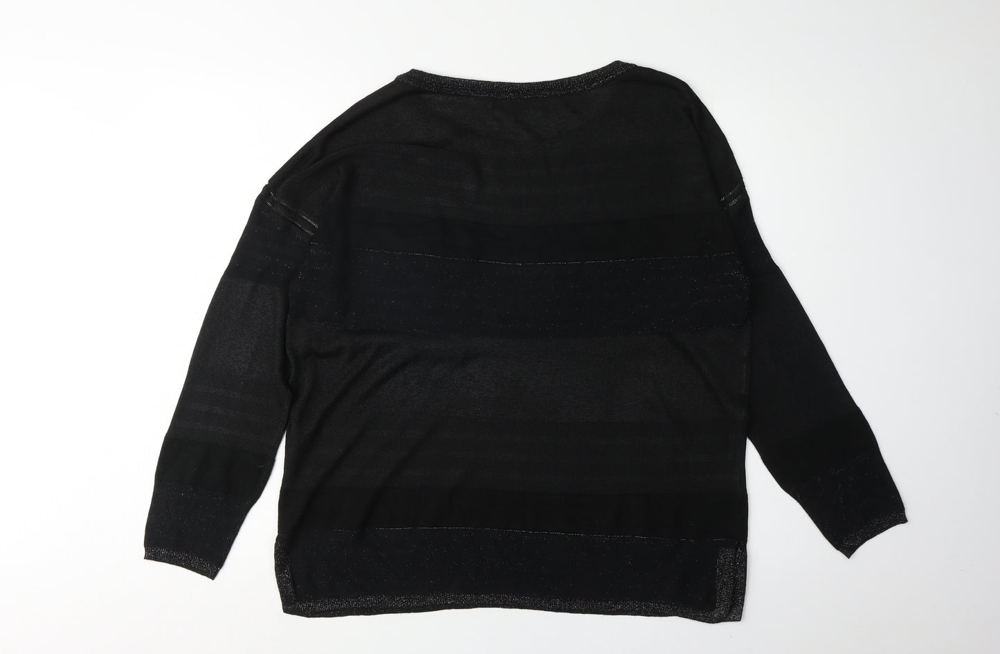 Next Women's Black Striped Round Neck Jumper Size 14