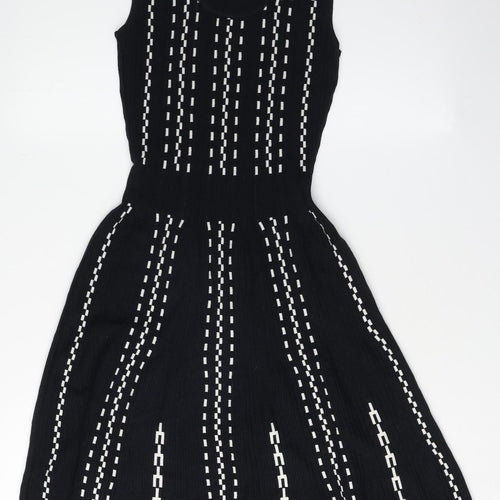 H&M Women's Black Striped A-Line XS Sleeveless Dress