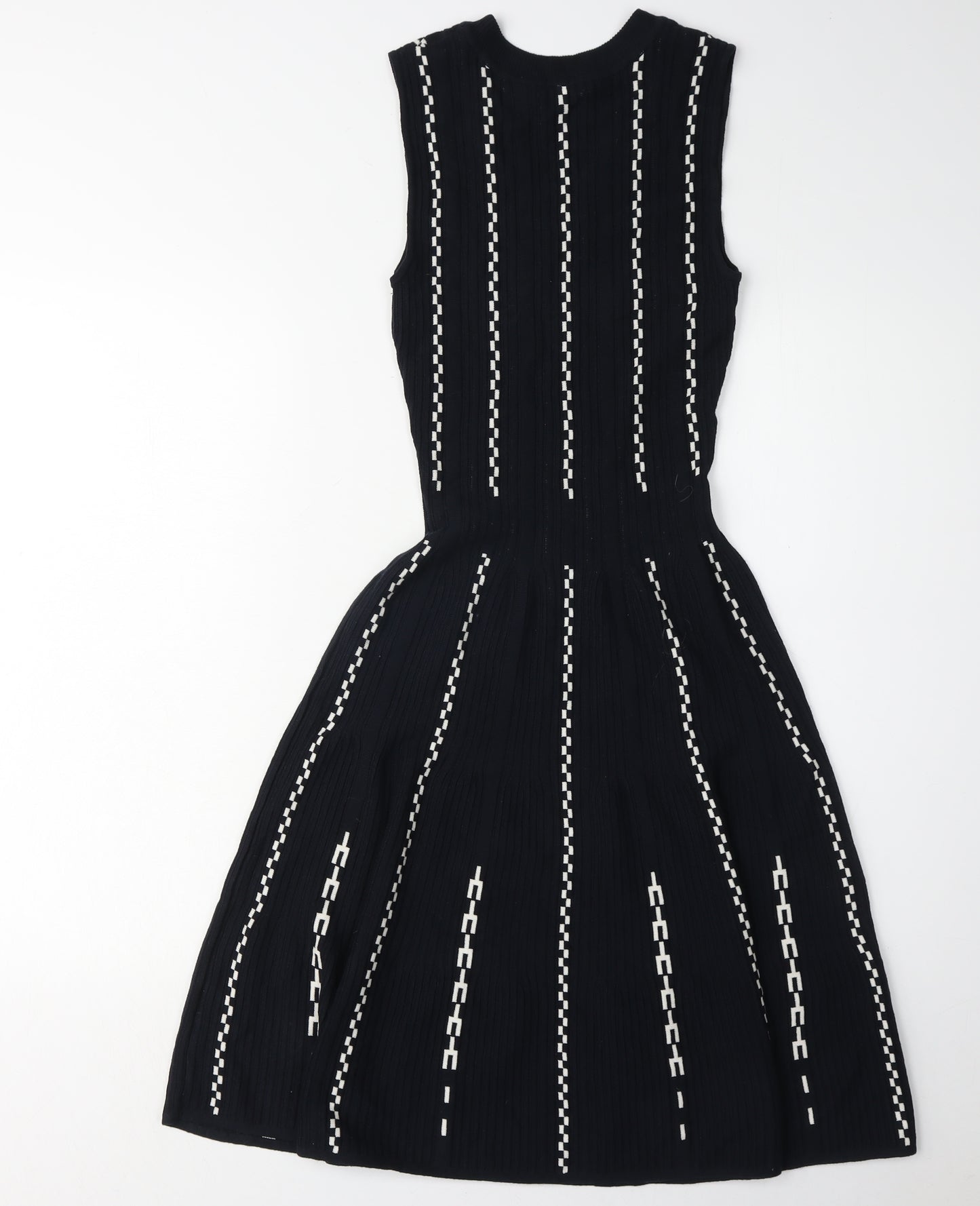 H&M Women's Black Striped A-Line XS Sleeveless Dress