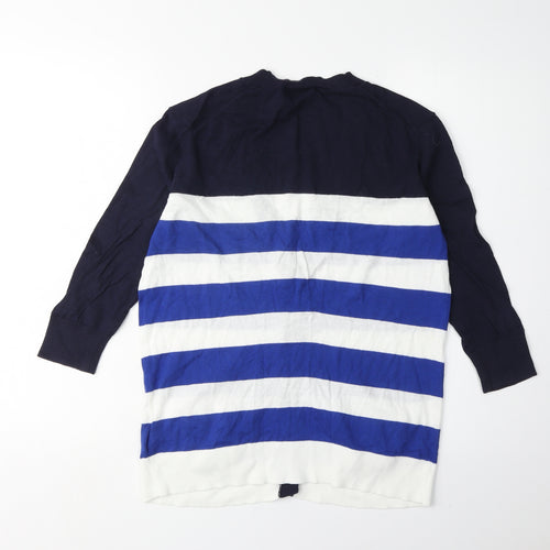 Gap Women's Blue Striped Cotton Cardigan S
