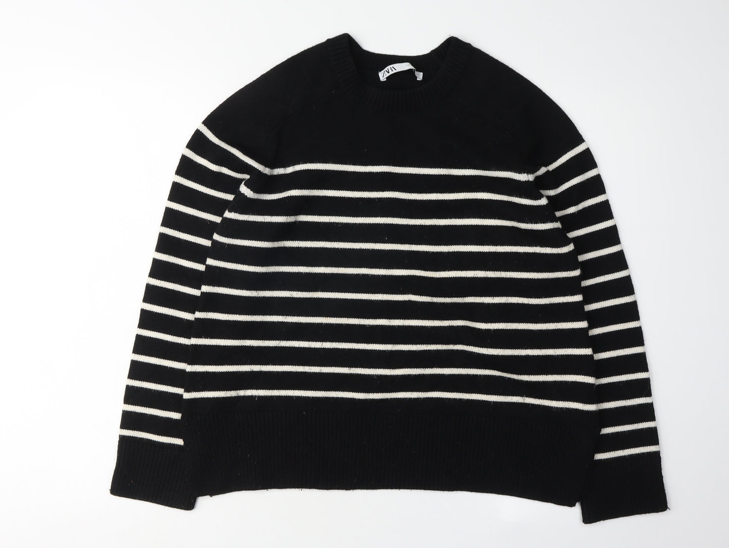 Zara Women's Black Striped Pullover Jumper M