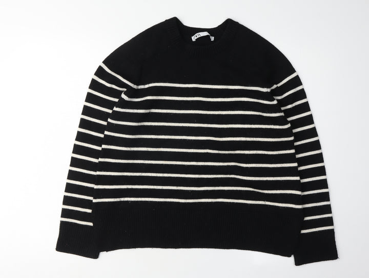 Zara Women's Black Striped Pullover Jumper M