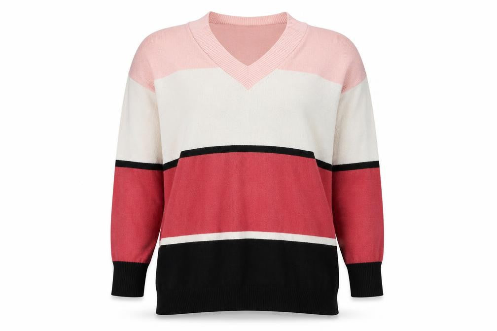 Front view of Principles Women's Multicoloured V-Neck jumper, size 16