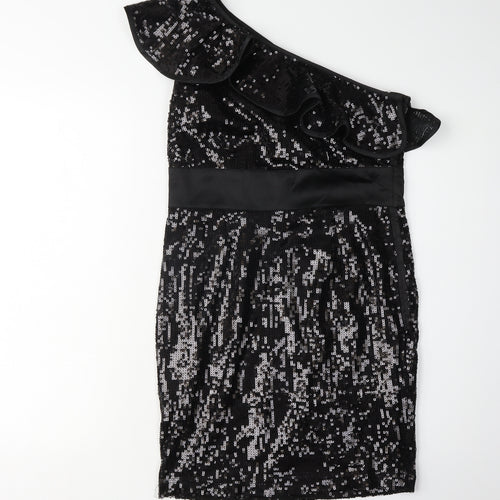 Monsoon Women's Black Sequin One Shoulder Dress Size 10
