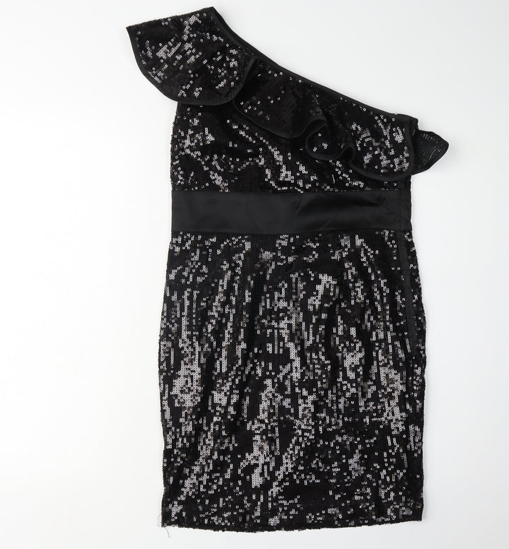 Monsoon Women's Black Sequin One Shoulder Dress Size 10
