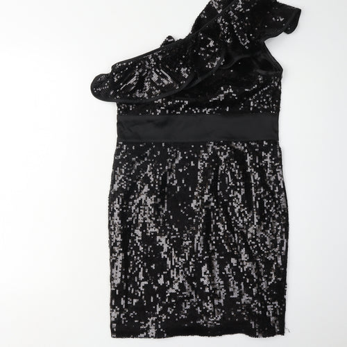 Monsoon Women's Black Sequin One Shoulder Dress Size 10