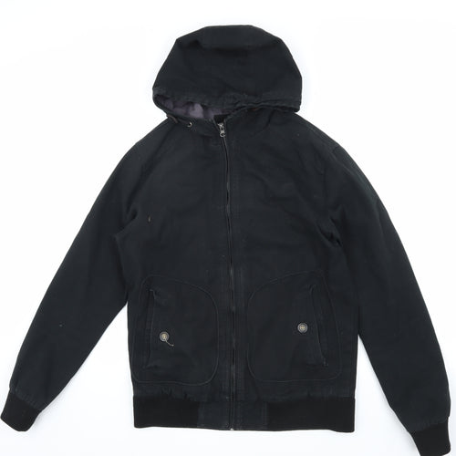 Burton Menswear Black Cotton Hooded Jacket Small