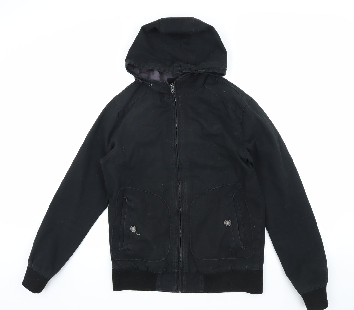 Burton Menswear Black Cotton Hooded Jacket Small
