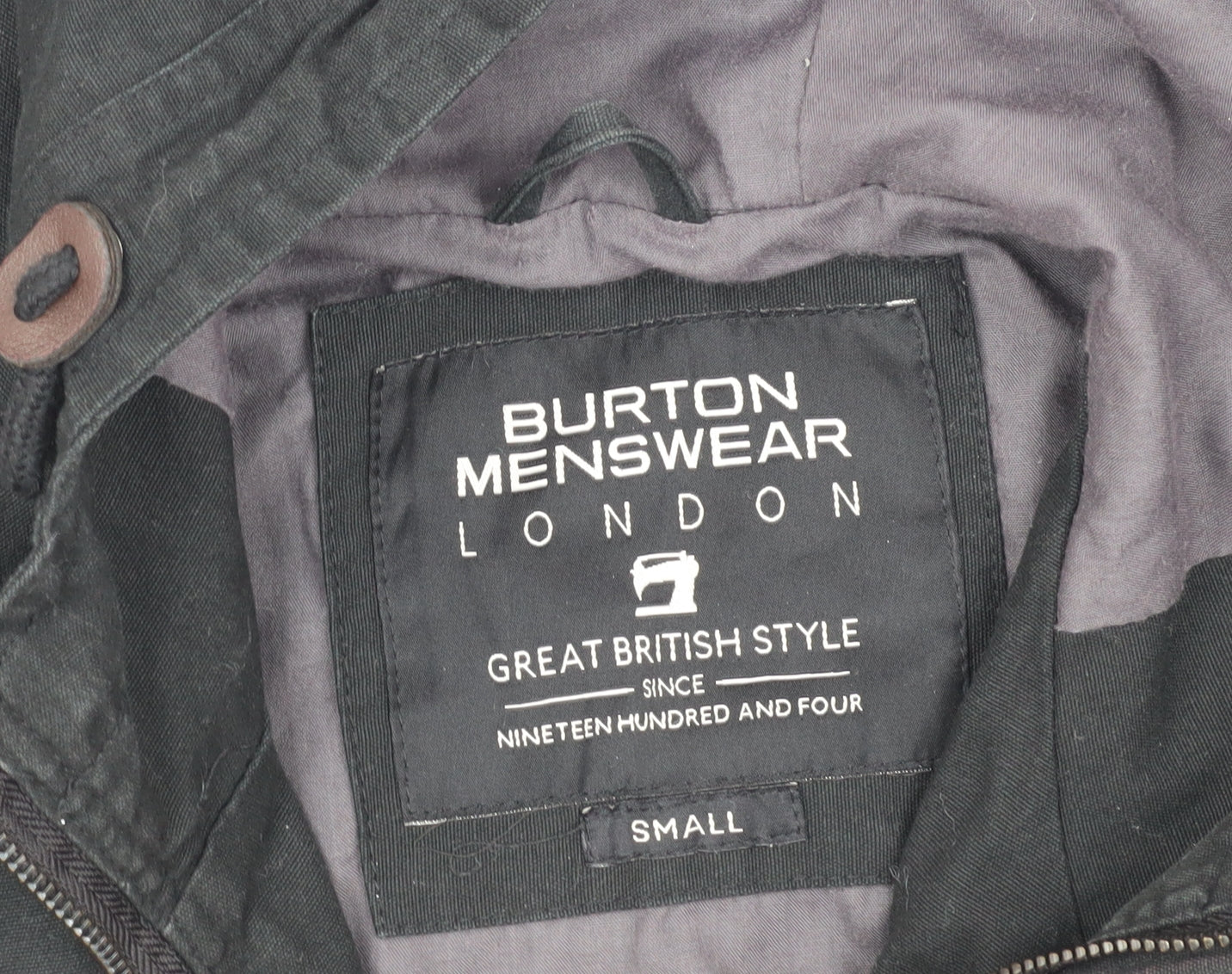 Burton Menswear Black Cotton Hooded Jacket Small