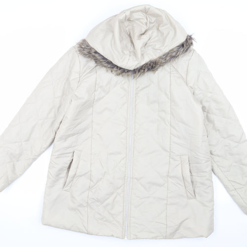 Anne De Lancay Women's Ivory Puffer Jacket M