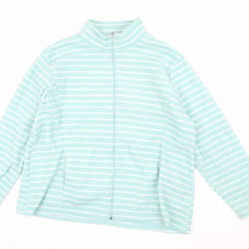 Anne de Lancay Women's Green XL Stripe Fleece Jacket