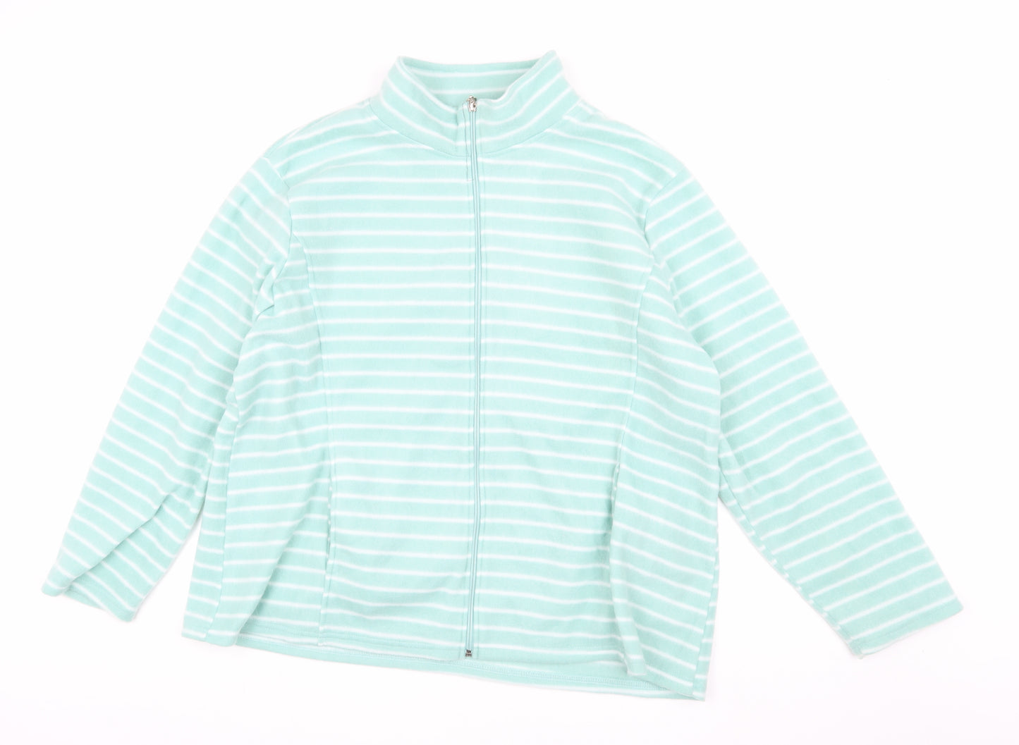 Anne de Lancay Women's Green XL Stripe Fleece Jacket