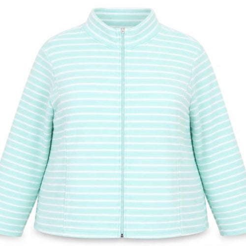 Anne de Lancay Women's Green XL Stripe Fleece Jacket
