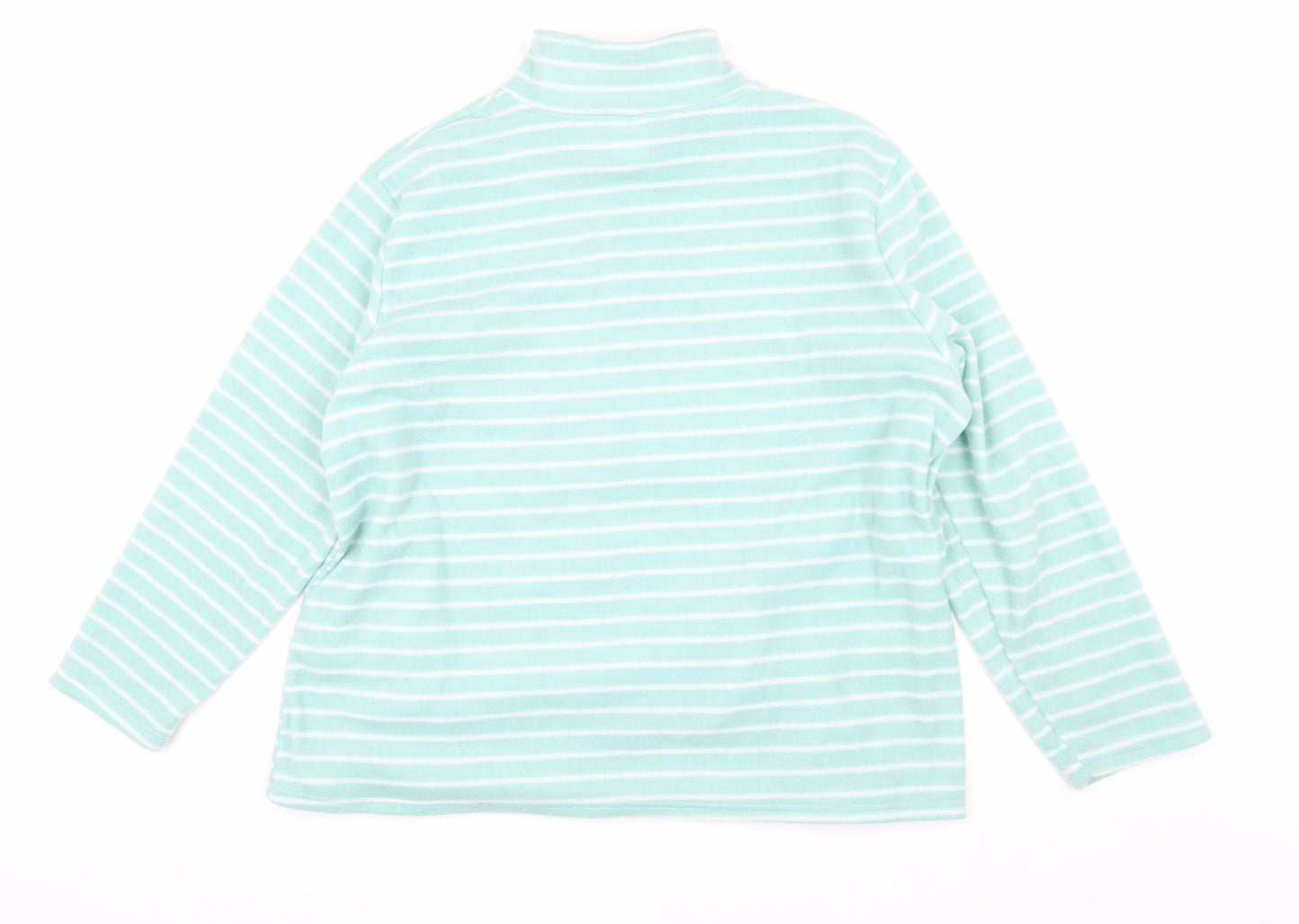 Anne de Lancay Women's Green XL Stripe Fleece Jacket