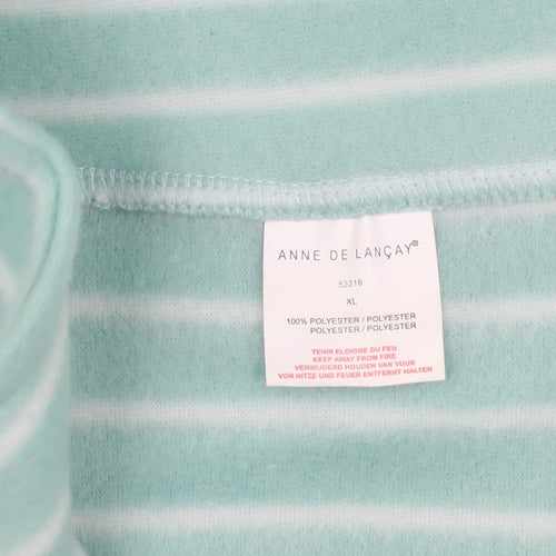 Anne de Lancay Women's Green XL Stripe Fleece Jacket
