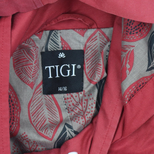 TIGI Women's Red Parka Jacket UK 14 Hooded Casual
