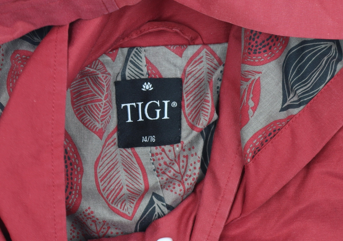 TIGI Women's Red Parka Jacket UK 14 Hooded Casual