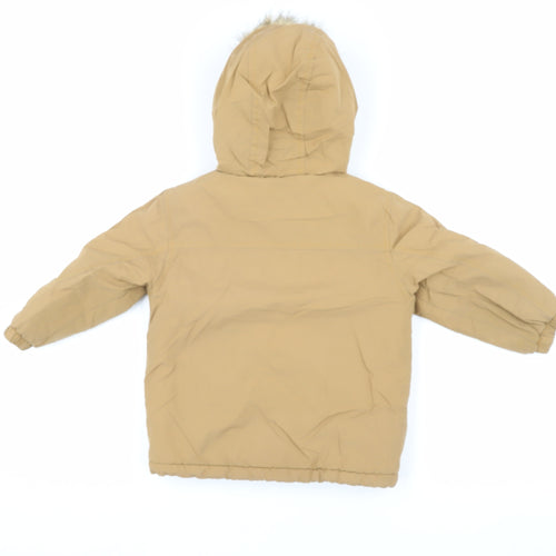 MNG Boys Beige Parka Coat 2-3 Years Hooded Winter Zip