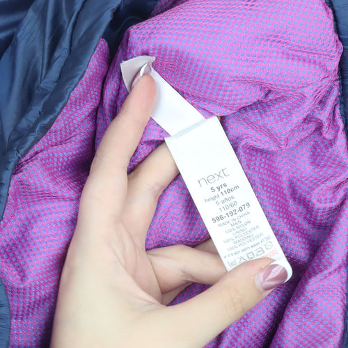 Next Girls Blue Parka Coat, 5 Years, Hooded and Zipped